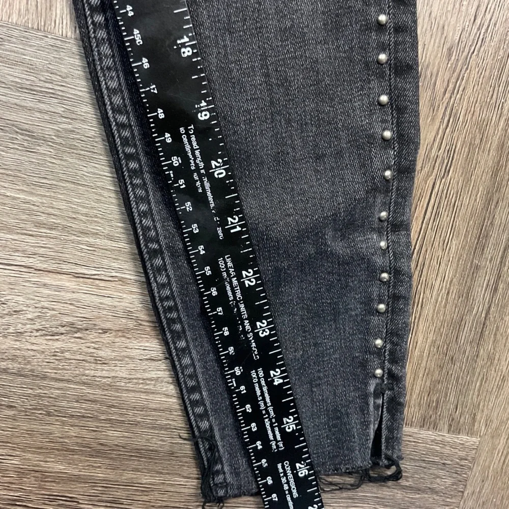 ALLSAINTS Dax Studded Distressed Hem Skinny Jeans Womens 27 Dark Wash Black‎